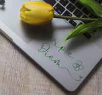 Laptop sticker carpe diem bloem