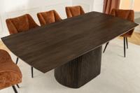 Design Eettafel GRAND 200cm Donkerbruin Mangohout Bootvorm met Onderstel - 45836