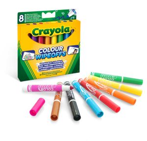 Crayola Colour Wipe Offs - 8 afwasbare whiteboard stiften - Diverse kleuren, brede punt