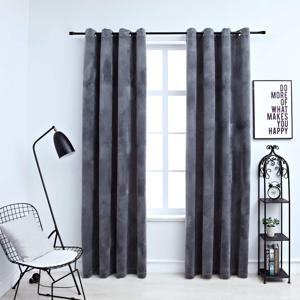 VidaXL Gordijn verduisterend met ringen 2 st 140x225 cm fluweel grijs