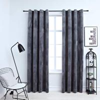 VidaXL Gordijn verduisterend met ringen 2 st 140x225 cm fluweel grijs