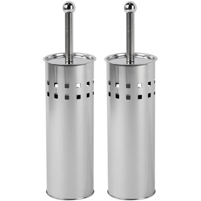 2x RVS toiletborstels met hoge houder