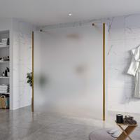 Fortifura Galeria Vrijstaande Inloopdouche - 180x200cm - Glas mat - antikalk - 8mm veiligheidsglas - 2 zijwanden 40cm - wandsteunen en hoekprofielen - Geborsteld koper PVD (Koper) SW927772 2x/SW797933/SW797921 2x/SW876703 2x