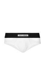 Dolce & Gabbana slip en coton stretch à taille logo - Blanc