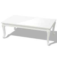 The Living Store Salontafel Hoogglans Wit - MDF 115x65x42cm - Klassiek Patroon