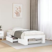 Bedframe bewerkt hout wit 75x190 cm