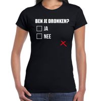 Ben je dronken checkboxjes drank fun t-shirt zwart voor dames