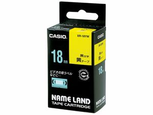 Huismerk Casio XR-18YW Labeltape 18mm Zwart op Geel