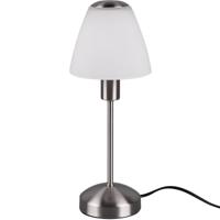 LED Tafellamp E14 - Moderne Mat Nikkel Lamp met Wit Glas