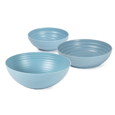 Plasticforte onbreekbaar servies schalen set - blauw - kunststof - 3 formaten - 10x stuks