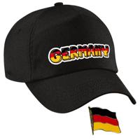 Duitsland supporters setje - baseballcap print zwart - colbert pin broche vlag - volwassenen