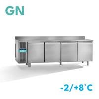Dieptekoelwerkbank | 4 deurs GN | werkblad met opstaande rand | remote