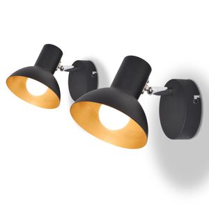 VidaXL Wandlampen voor 2 peertjes e27 zwart en goud 2 st