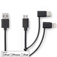 Nedis 3-in-1-Kabel USB-A naar USB-C/Lightning/Micro-USB