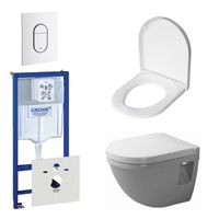 Duravit Starck 3 Compact Toiletset - inbouwreservoir - diepspoel compact wandcloset - softclose - bedieningsplaat verticaal - wit 0290272/0314161/0729205/0729242/