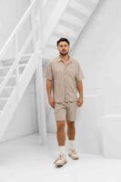Malelions Seersucker Zomerset Heren Lichtbruin - Maat L - Kleur: Taupe | Soccerfanshop