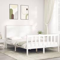 Bedframe zonder matras massief grenenhout wit 140x190 cm