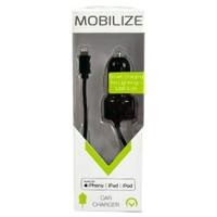 Mobilize USB autolader DUAL 4800mA + lightning kabel zwart 1m - 9540126