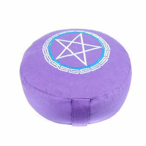 Yogi & Yogini Meditatiekussen Rond Katoen Violet - Pentagram - 33 x 17 cm