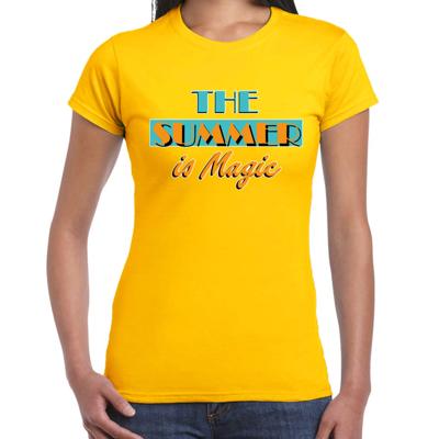 Toppers verkleed T-shirt dames - The summer is Magic - geel - Miami Vice - Tropische feestkleding Toppers verkleed T-shirt dames - The summer is Magic - geel - Miami Vice - Tropische feestkleding