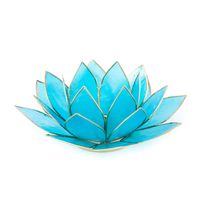 Lotus Sfeerlicht Blauw 5e Chakra Goudrand - thumbnail