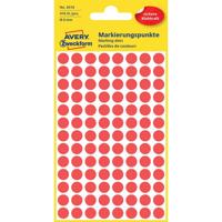 Etiket avery 3010 rond 8mm rood 416st