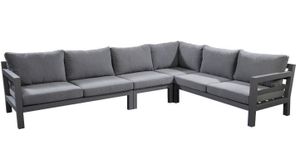 Loungeset Midori hoekset XL (met middenstuk), Grijs frame, grijze kussens - Yoi