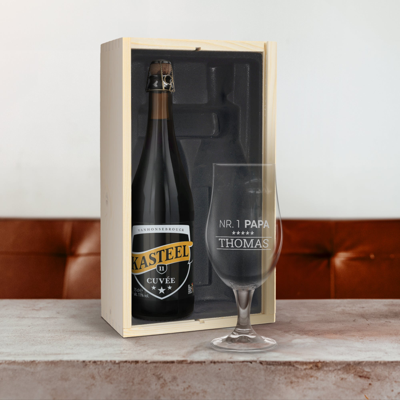 Bierpakket met gegraveerd glas - Kasteel Cuvée du Chateau