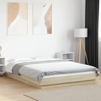 Bedframe met LED-verlichting sonoma eikenkleurig 135x190 cm