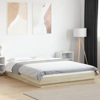 Bedframe met LED-verlichting sonoma eikenkleurig 135x190 cm