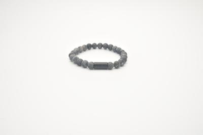 JOSH Heren Armband met Natuursteen Matt Grey | 09313-BRA