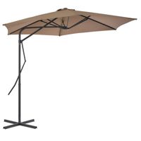 The Living Store Parasol - Stof en Stalen Paal - 300x230 cm - Taupe