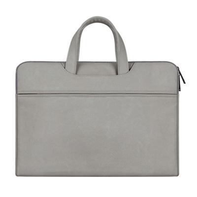 ST06 waterdichte PU lederen rits verborgen draagbare riem One-schouder handtas voor 14 1 inch laptops met koffer gordel (lichtgrijs)
