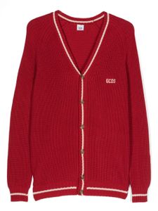 Gcds Kids cardigan en coton à logo brodé - Rouge