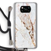 Goud marmer: Xiaomi Poco X3 Pro Transparant Hoesje met koord Goud marmer: Xiaomi Poco X3 Pro Transparant Hoesje met koord