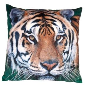 Ravensden Sierkussen - tijger print - 40 x 40 cm - met rits - polyester - jungle thema