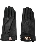 TWINSET gants Oval T en cuir - Noir