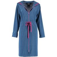 Cawö Cawö Dames Badjas met Capuchon, band en rits 821 - Blau-beere XS