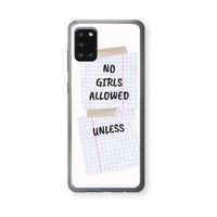 No Girls Allowed Unless: Samsung Galaxy A31 Transparant Hoesje