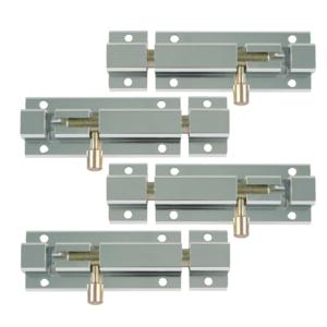 AMIG schuifslot/plaatgrendel - 4x - aluminium - 15cm - zilver - incl schroeven - deur - raam