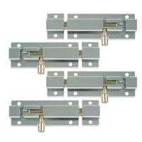 AMIG schuifslot/plaatgrendel - 4x - aluminium - 15cm - zilver - incl schroeven - deur - raam