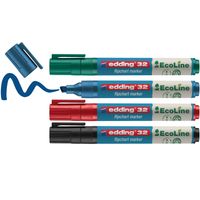 edding 32/4S Ecoline flipchartmarker set - assorti 4 stuks: zwart, rood, blauw, groen -1-5mm - thumbnail