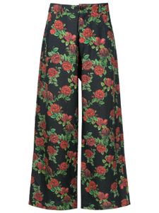 Amir Slama pantalon évasé à fleurs - Noir