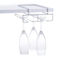 3x Zilver wijnglas houders voor aan plank voor 4 glazen 28 cm - thumbnail