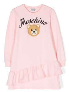 Moschino Kids robe volantée à logo brodé - Rose