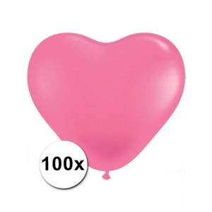 Hartjes ballonnen roze 15 cm 100 stuks