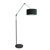 Steinhauer Vloer Leeslamp Prestige Chic zwart met 40cm groen velourse kap 8115ZW