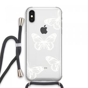 White butterfly: iPhone XS Max Transparant Hoesje met koord