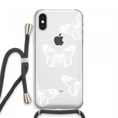 White butterfly: iPhone XS Max Transparant Hoesje met koord