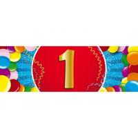 1 jaar leeftijd sticker - 19 x 6 cm - verjaardag - jubileum - versiering